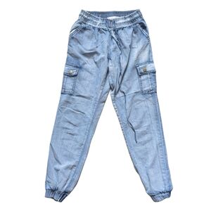 Light Blue Low Rise Cargo Jogger Light Jean Pants Size Small